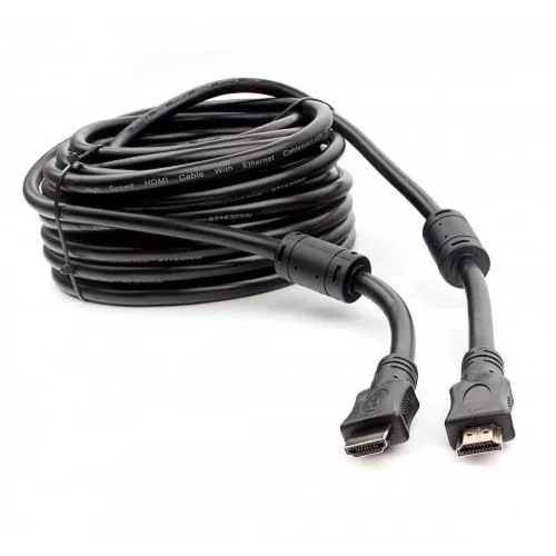 Кабель HDMI Cablexpert 19M/ 19M, v2.0, медь, позол.контакты, экран, 2 фер.кольца, 15м, черный, пакет (CCF2-HDMI4-15M)