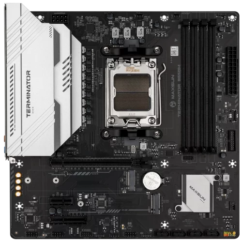 Материнская плата Maxsun MS-Terminator B650M B650, AM5, 4*DDR5, 1*PCIEx16, 1*PCIEx4, 1*PCIEx1, 2*M.2, 2*TypeC, 6*USB3.2Gen1, 6*USB2.0, 4*SATA3.0, 2.5G, DP, HDMI, M-ATX, RTL (6940709661093)