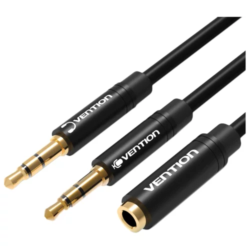 Переходник-разветвитель Vention гибкий Jack 3.5 mm F 4 pin/Jack 3.5 mm M x 2 - 1м (BBDBF)