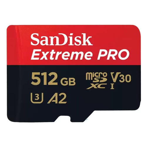 Micro SecureDigital 512GB SanDisk microSDXC Class 10 UHS-I A2 C10 V30 U3 Extreme Pro (SD адаптер) 200MB/ s [SDSQXCD-512G-GN6MA]