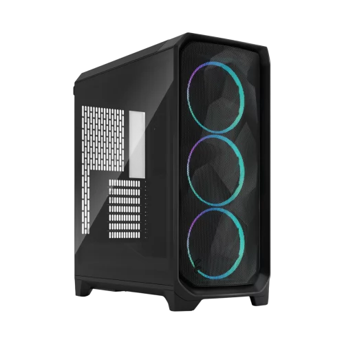 Корпус Компьютер без блока питания/ Case Fractal Design Meshify 3 RGB TG Light Tint, Midi-Tower, 3x140mm ARGB, 2xUSB-A 3.2 + 1xUSB 3.2 Type-C E-ATX, ATX, mATX, mITX, Black (FD-C-MES3A-06)