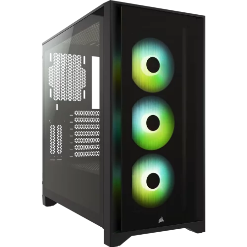 Корпус без блока питания/ Case Corsair iCUE 4000X RGB, Midi-Tower, TG, 3x120mm RGB, 1xUSB-A 3.2, 1xUSB 3.2 Type-C, E-ATX, ATX, mATX, mITX Black (CC-9011204-WW)
