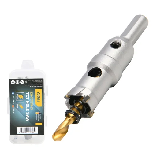 Коронка по металлу твердосплавная с центрирующим сверлом Deli DH-TCT019-E1 диаметр 19мм, шестигранный хвостовик