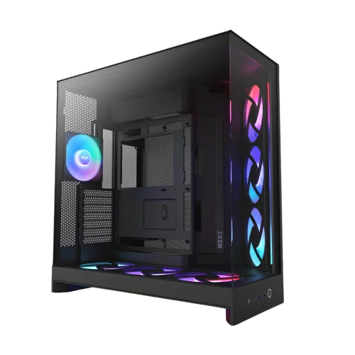 Корпус без блока питания/ Case NZXT H9 Flow RGB+ (2025), Midi-Tower, TG, 6x140mm RGB + 1x120mm RGB, 2xUSB-A 3.2 + 1xUSB-C 3.2, E-ATX, ATX, mATX, mITX Black (CM-H92FB-P1)