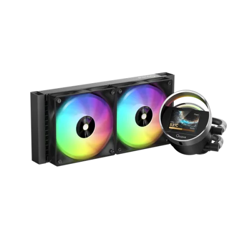 Система водяного охлаждения Ocypus Sigma L24 BK ARGB, 240mm, LCD Pump 2.4, 2x120mm ARGB fans, LGA115X/1200/1700/18XX, AM4/AM5