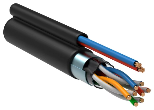 Кабель информационный ITK с кабелем питания LC3-C5E04-379 кат.5E F/ UTP 4X2X24AWG LDPE внешний 305м черный