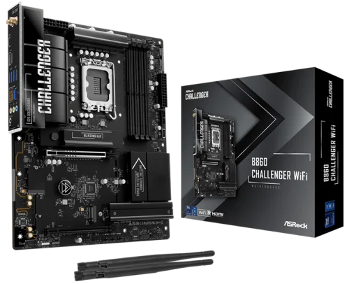 Материнская плата ASROCK B860 Challenger WiFi, LGA1851, B860, 4*DDR5, 4*SATA, 4*M.2, 4*USB 3.2, 2*USB 2.0, Type-C, 2*PCIx16, 1*M.2 (Key E), HDMI, ATX