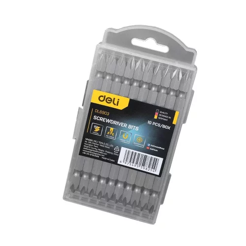 Набор Deli двухсторонних бит 10 шт DL6903 PH2*110мм, сталь S2 с твердостью 58-60HRC, пласт.кейс