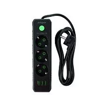 Amper сетевой удлинитель, 4,0м, 3 розетки, 10А, 2500 Вт, 3usb, черный. (JH-1031U-4B)
