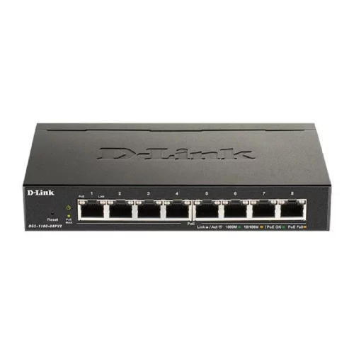 D-Link DGS-1100-08PV2/ A3A Настраиваемый L2 коммутатор с 8 портами 10/ 100/ 1000Base-T (8 портов PoE 802.3af/ at, PoE-бюджет 64 Вт) (DGS-1100-08PV2/A3A)