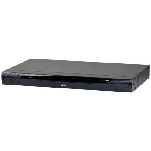 Переключатель, электрон., KVM, 1 local user PS2/USB+VGA+ IP user => 8 cpu (PS2/USB/Sun+VGA)/RS232, без шнуров и адаптеров, 1900x1200, 1U 19