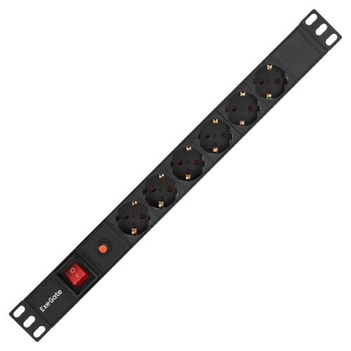 Exegate EX280830RUS Блок розеток ExeGate ServerPro PDU-19H605 Al-6S-C14-SW-O, 19,1U,алюм, 6Schuko, С14, защ перегр фото 2