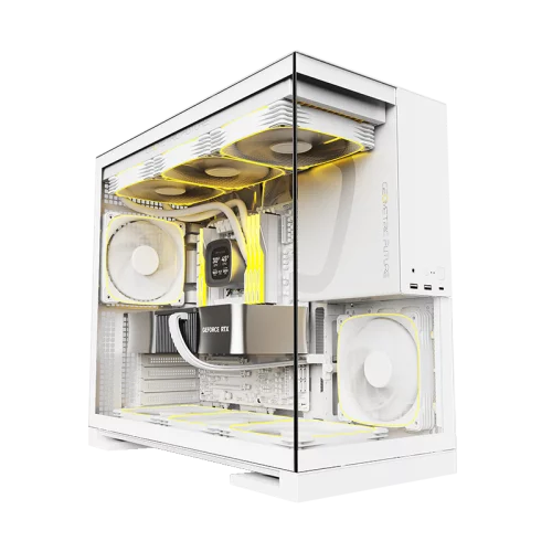 Корпус ПК без блока питания/ Case Geometric Future Model 5, Midi-Tower, TG, no fans, 2xUSB-A 3.0, 1xUSB 3.2 Type-C, E-ATX, ATX, mATX, mITX White (1AM5WKWT00100)