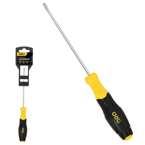 Шлицевая отвертка Deli DL6382001N 8х200мм сталь Cr-V, двухкомпонентная прорезиненная рукоять