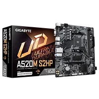 Материнская плата Gigabyte A520M S2HP A520, AM4, 2*DDR4, 1*PCIEx16, 2*PCIEx1, 1*M.2, 6*USB3.2Gen1, 8*USB2.0, 4*SATA3.0, 1G, VGA, DP, HDMI, M-ATX, RTL