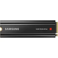 Твердотельные накопители/ Samsung SSD 980 PRO, 2000GB, M.2(22x80mm), NVMe 1.3c, PCIe 4.0 x4, 3-bit MLC, R/W 7000/5000MB/s, IOPs 1 000 000/1 000 000, DRAM buffer 2048MB, TBW 1200, DWPD 0.33, with Heatsink (12 мес. (MZ-V8P2T0CW)