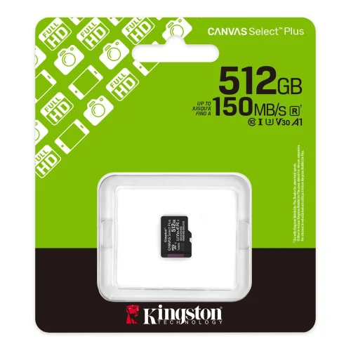 Флеш карта microSDXC 512GB Kingston SDCS3/512GBSP Canvas Select Plus V30 A1 w/o adapter