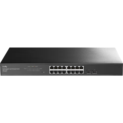 Коммутатор/ 16-Port Gigabit Light Managed Switch, 16 Gigabit RJ45 Ports, 2 Gigabit SFP ports, VLAN/ Extend working mode DIP switch, Local management via Web GUI, support STP/ RSTP, 802.1ab LLDP, Loop De (GS1016ES2)