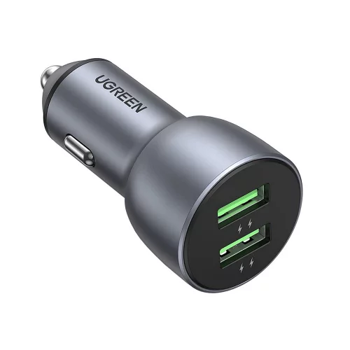 Автомобильное зарядное устройство UGREEN CD213 (70594) USB-C PD+USB-C PD 36W Fast Car Charger. Цвет: серый космос
