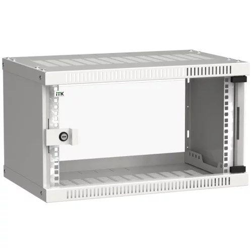 Шкаф LINEA WE 6U 600x450мм дверь стекло серый (LWE3-06U64-GF)
