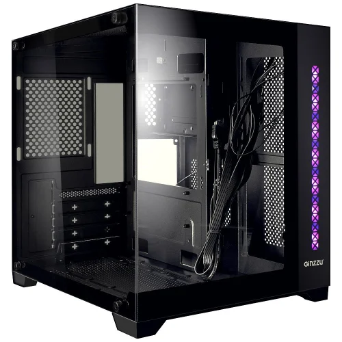 Ginzzu V320 RGB подсветка, закаленное стекло 1*USB 3.0,1*USB 2.0, AU mATX (V320#NTL)