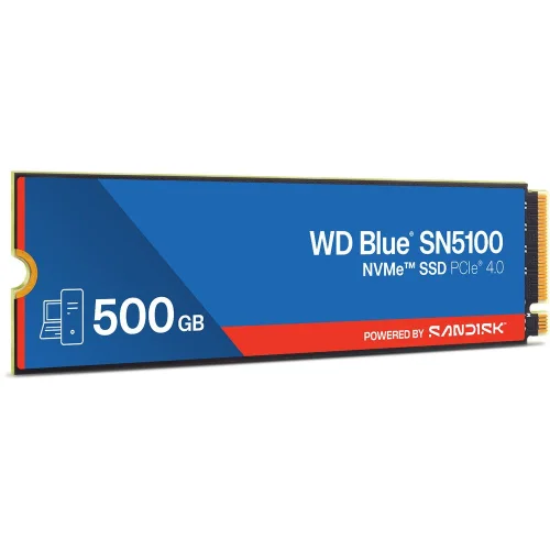 Твердотельный накопитель Western Digital Blue SN5100 SSD M2.2280 PCIe 4.0 500Gb, 6600MBs/5600MBs, TBW 300, WDS500G5B0E, 1 year фото 2