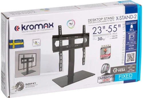 Стойка для телевизора Kromax X-STAND-2 черный 23-55 макс.30кг крепление к столешнице (90221) фото 2