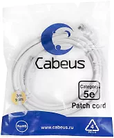 Патч-корд Cabeus PC-UTP-RJ45-CAT.5E-3M-WH U/UTP RJ-45 вил.-вилка RJ-45 кат.5E 3м белый ПВХ