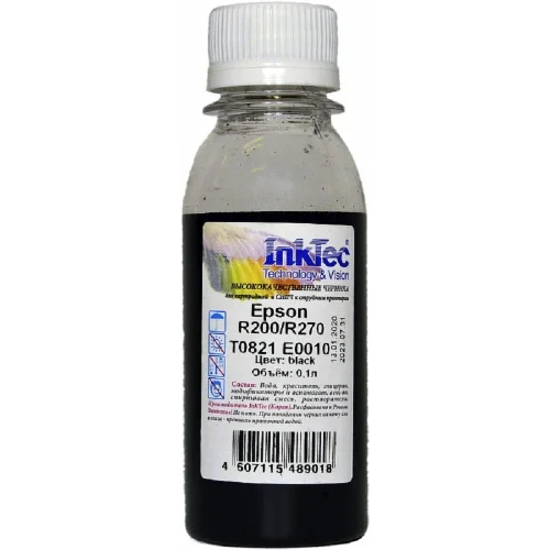 InkTec Чернила для Epson R200/ R270 (T0821), Bk, 0,1 л. (1507060101U)
