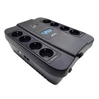 ИБП SPD-1100U LCD, линейно-интерактивный, цифровой дисплей, 1100 ВA, 605 Вт, 4 евророзетки с резервным питанием, 4 евророзетки с фильтрацией, USB, защита RJ45/RJ11, батарея свинцово-кислотная 12В 9Ач, ШхГхВ 285х232х103мм, 7.8 кг/ UPS SPD-1100U LCD, line