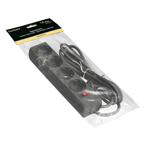 Exegate EX279396RUS Удлинитель ExeGate EC-4-1.8B (4 розетки, 1.8м, евровилка, черный) фото 3