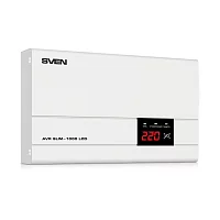 Стабилизатор SVEN AVR SLIM-1000 LCD, релейный, 800вт, 1000Ва, 140-260в, функция «пауза», 1 евророзетка, 2.9 кг./ Stabilizer SVEN AVR SLIM-1000 LCD, Relay, 800W, 1000VA, 140-260v, the function "pause", (SV-012816)