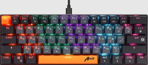 DEFENDER APEX серо-чёрная игровая клавиатура (USB, OUTEMU Red, радужная подсветка, 61 кл., GK-002) (45002)
