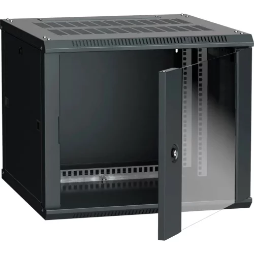 Шкаф LINEA W 9U 600x600 мм дверь стекло, RAL9005 (LWR5-09U66-GF)