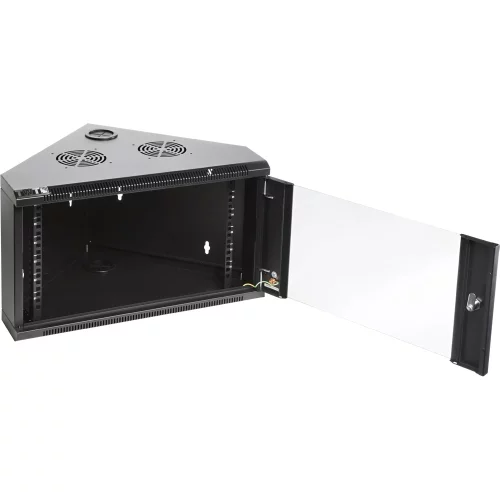 Шкаф настенный угловой, 4U 530x430, стеклянная дверь, черный, I -CBWTG-4U-6x4-BK (TWT-CBWTG-4U-6X4-BK)