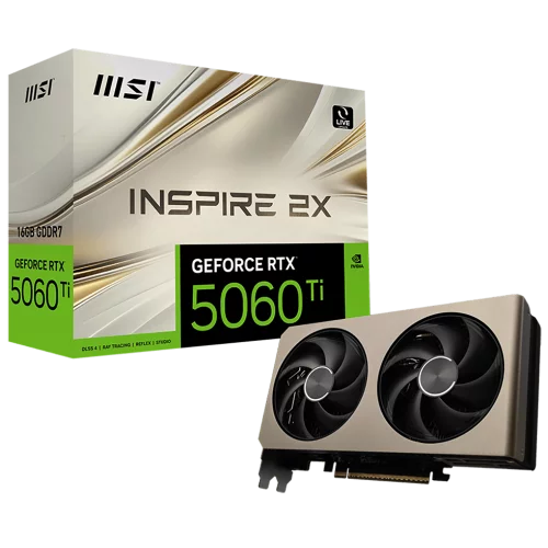 Видеокарта MSI RTX5060Ti INSPIRE 2X 16GB GDDR7 128bit 3xDP HDMI 2FAN RTL (RTX 5060 TI 16G INSPIRE 2X)
