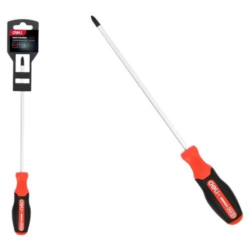 Крестовая DL3460 PH2x100мм сталь S2, матовый стержень, двухкомпонентная прорезиненная рукоять