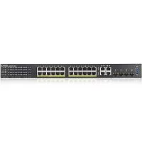 Коммутатор/ ZYXEL NebulaFlex Pro GS2220-28HP Hybrid L2 PoE+ switch , rack 19 ", 24xGE PoE+, 4xCombo (SFP / RJ-45), budget 375 W, standalone / cloud management (GS2220-28HP-EU0101F)