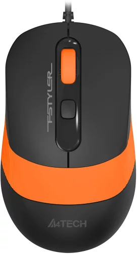 Мышь A4Tech Fstyler FM10S черный/ оранжевый оптическая (1600dpi) silent USB (4but) (FM10S USB ORANGE)