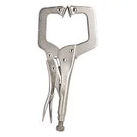 Зажимные клещи С-образные с фиксатором Deli DL20011 280мм, рабочий ход 78мм, регулировочный винт