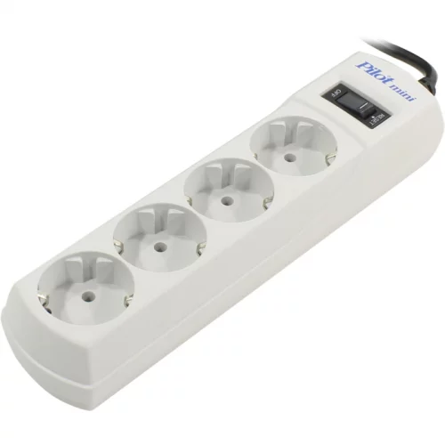 Сетевой фильтр Pilot Mini 4 розетки (евро с заземлением), 10А/2.2кВа, автомат, 10 м/ Surge protector Pilot Mini 4 euro outlets, 10A / 2.2kVt, automatic circuit-breaker, 10 m (PILOT MINI 10M)