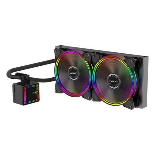 Жидкостная система охлаждения ALSEYE H280 TDP 200W (при T воздуха 45 С)Universal Platfrom PWM Single 5colors+ LED 140mm*2 {6} (AS.02.02.0017)