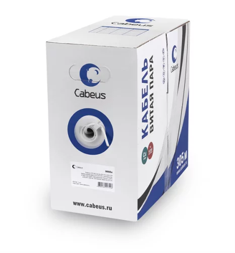 Cabeus UTP-4P-Cat.5e-SOLID-GY-LIGHT Кабель витая пара UTP (U/ UTP), категория 5e, 4 пары 0,47мм (24 AWG), PVC нг(А)-LS, серый (305 м)