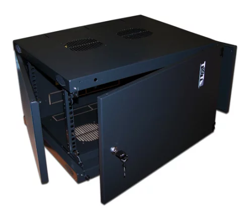 Шкаф настенный Next, 6U 550x600, металлическая дверь, черный (TWT-CBWNM-6U-6X6-BK)