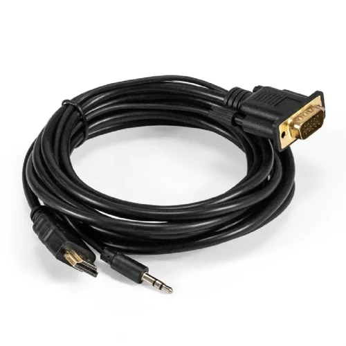 Exegate EX294719RUS Кабель-переходник HDMI-VGA ExeGate EX-HDMIM-VGAM-3.5JackS-1.8 (19M/ 15M+3.5mm Jack M, 1,8м) Преобразователь цифрового HDMI сигнала в VGA видео и стерео-аудио