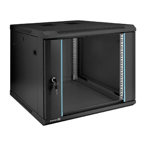 Exegate EX298608RUS Шкаф телекоммуникационный 19 настенный 9U ExeGate EC-WM-9U.600.G.BLACK (19”, 9U, 600x600x500mm (ШхГхВ), передняя дверь закаленное стекло, съемные боковые панели, пыле- и влагозащи