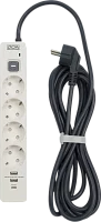 Сетевой фильтр-удлинитель/ PowerCom SP-01 USB2A1CW 3.0M, 4 розетки, белый, 16А, 4кВт, 380Дж, защитные шторки, защита от КЗ, перегрузки, ВЧ и импульсных помех, один порт USB-C(PD20W) и два USB-A(QC3.0)