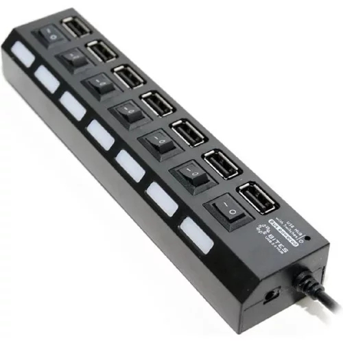 5bites HB27-203PBK Концентратор 7*USB2.0 / БП 5В-2А / 1M / BLACK
