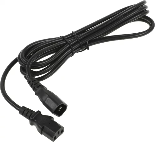 Hyperline PWC-IEC13-IEC14-3.0-BK Кабель питания монитор-компьютер IEC 320 C13 - IEC 320 C14 (3x1.0), 10A, прямая вилка, 3м, цвет черный (ПВС-АП-3*1,0-250-C13C14-10-3,0 ГОСТ 30851.1-2002 (МЭК 60320-1:1