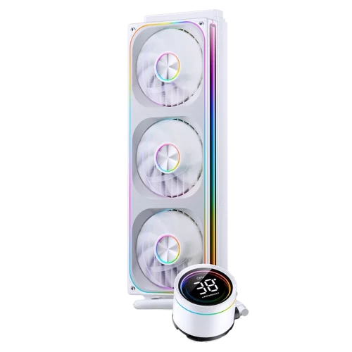 Система жидкостного охлаждения/ Water Cooling System JONSBO TH-360 White (300W, 360mm, LED temp., White, ARGB/ Fans: 3x120mm, 62.4CFM, 37.3dBA, 2400RPM/ Pump height 72mm, 30dBA, 2400RPM, Rad thickness